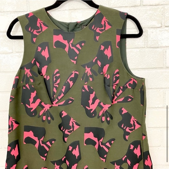 Banana Republic Jacquard khaki sleeveless Drop Waist Dress 8 - Picture 2 of 4